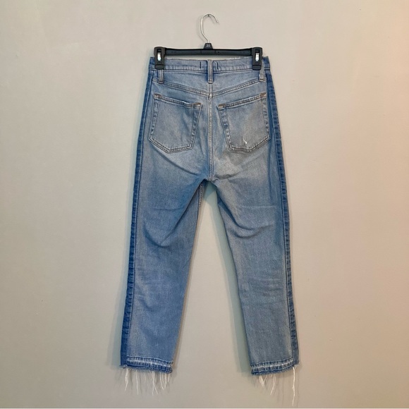 Abercrombie & Fitch Zoe Natural Rise Ankle Straight Jean - Distressed Light Wash - Picture 7 of 12